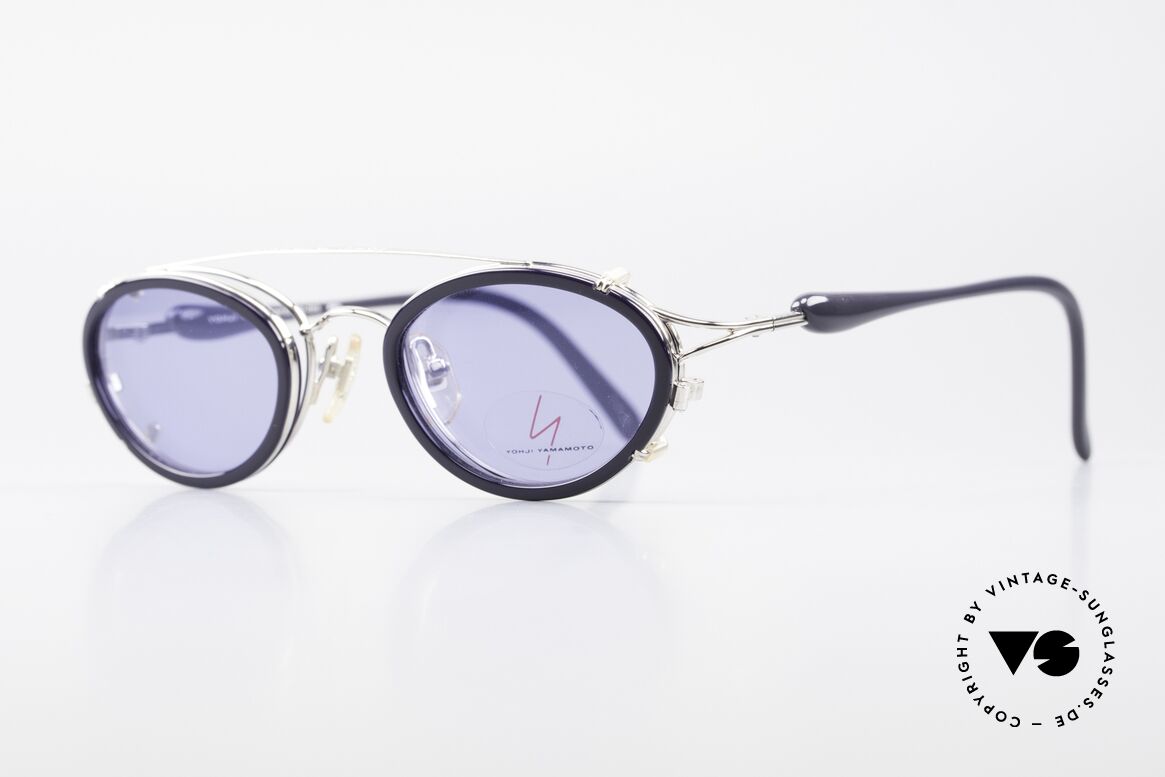 Yohji Yamamoto 51-7210 Clip-On 90er No Retro Brille, herausragende Qualität, Rahmen glänzt silber-chrome, Passend für Herren und Damen