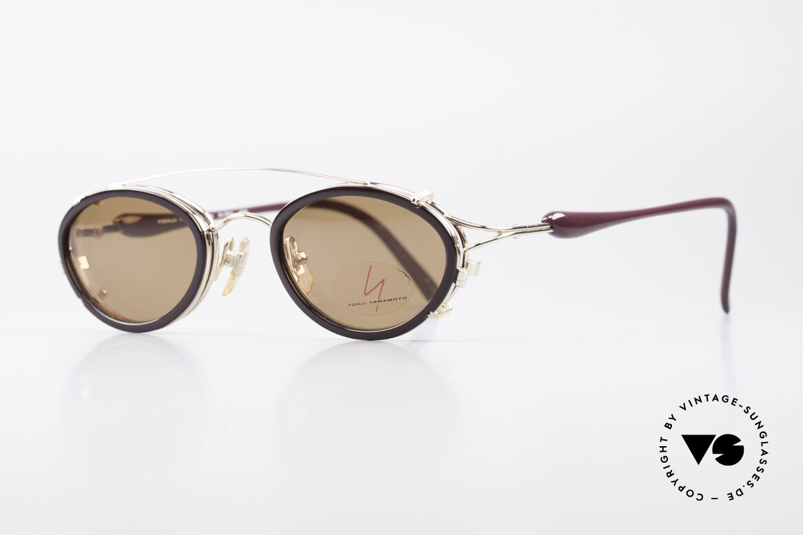 Yohji Yamamoto 51-7210 90er No Retro Clip-On Brille, herausragende Qualität, GP = VERGOLDETER Rahmen, Passend für Herren und Damen