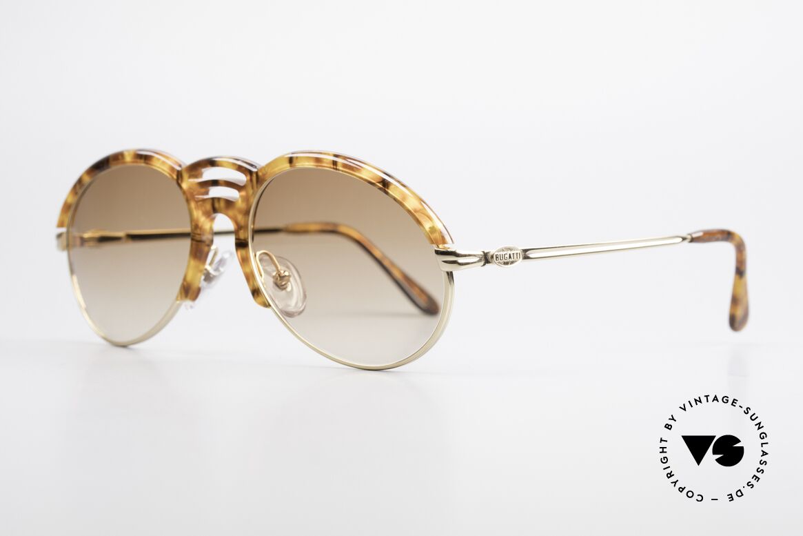 Bugatti 15287 Bernstein Optik Sonnenbrille, vergoldete Fassung in edler Bernstein-Horn-Optik, Passend für Herren