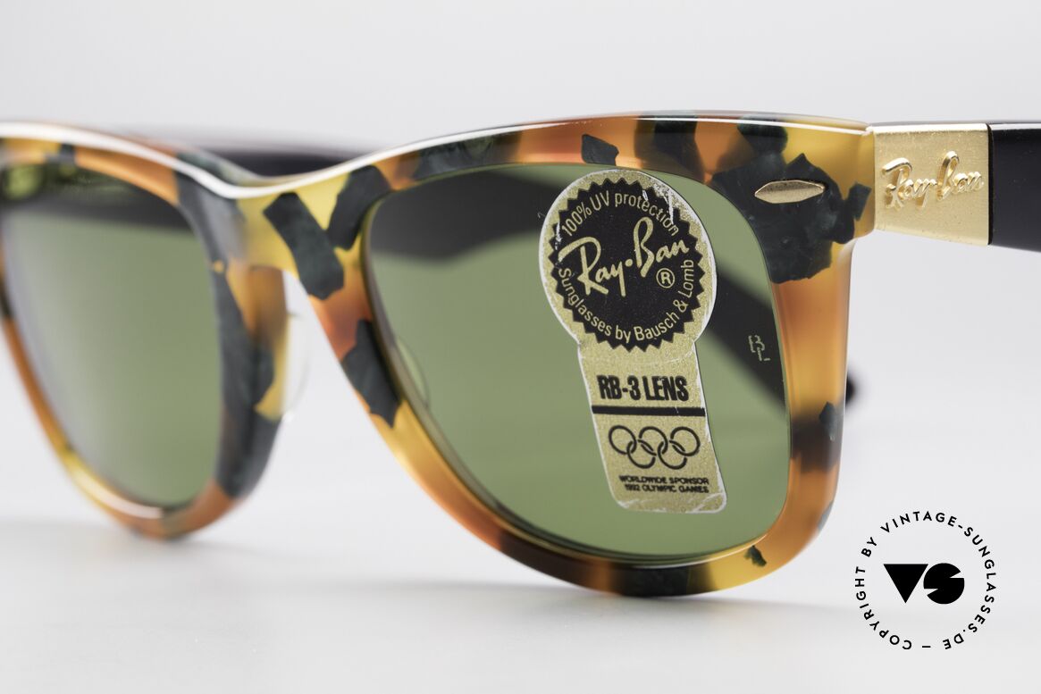Ray Ban Wayfarer I Limited Deluxe Edition USA, limitierte DELUXE Edition in grün-havanna (W1214), Passend für Herren und Damen