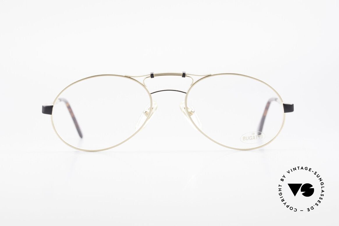 Bugatti 13411 Vintage Herrenbrille Luxus, hochwertigste Lackierung in mattgold und mattschwarz, Passend für Herren