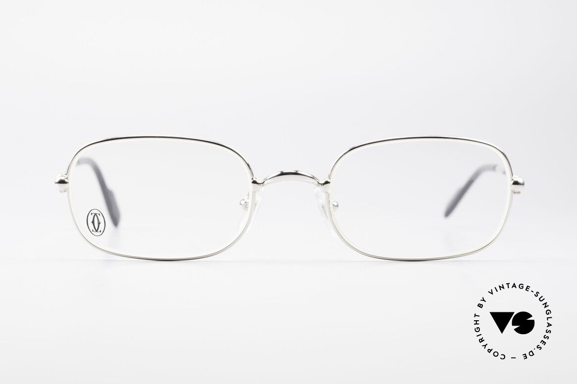 Cartier Deimios Eckige Luxus Brille Platin, eckige CARTIER Brillenfassung in Größe 52/21, 135, Passend für Herren und Damen