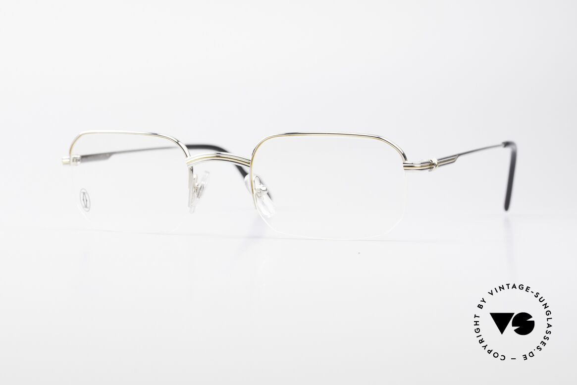 Cartier Broadway Halb Randlose Brille Platin, eckige CARTIER Brillenfassung in Größe 51/23, 140, Passend für Herren