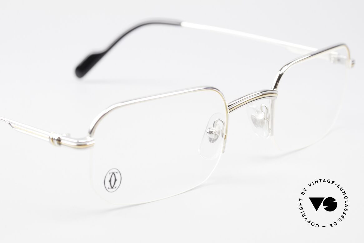Cartier Broadway Halb Randlose Brille Platin, KEINE RETRO Cartier Brille; ein Original von 1999!, Passend für Herren