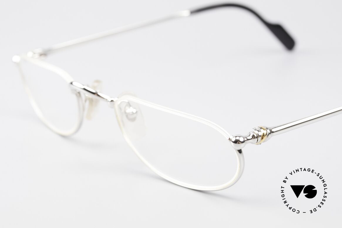 Cartier Demi Lune 2000 - M Ovale Luxus Lesebrille Platin, ungetragene vintage Brille mit orig. Box und OVP, Passend für Herren und Damen