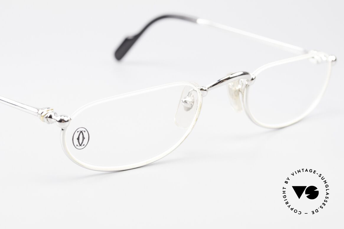 Cartier Demi Lune 2000 - M Ovale Luxus Lesebrille Platin, KEINE RETRO Cartier Brille; ein Original von 2000!, Passend für Herren und Damen