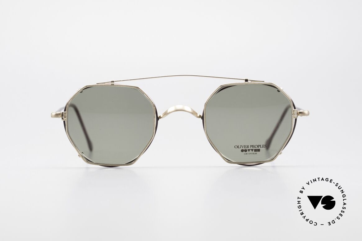 Oliver Peoples OP80BG 90er Vintage Brille Mit Clip On, vintage Oliver Peoples Sonnenbrille der frühen 90er, Passend für Herren und Damen