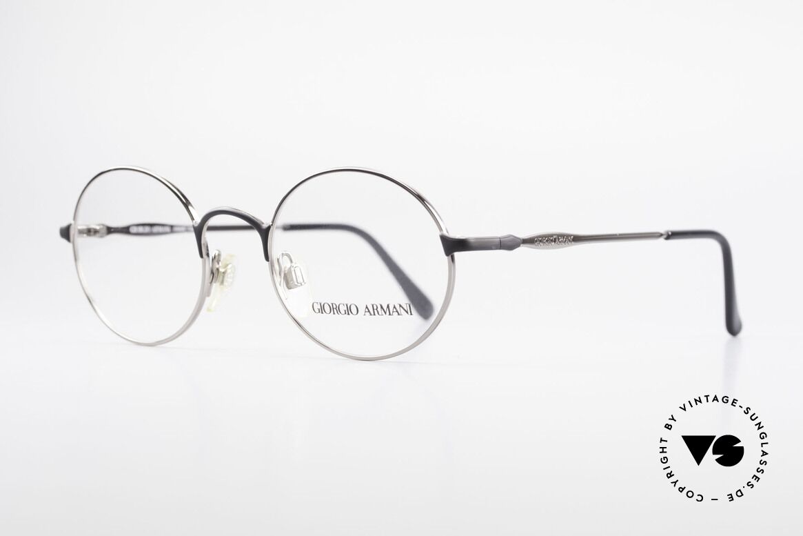 Giorgio Armani 243 Runde Ovale Brille 90er Small, dezenter & zeitloser Stil in schwarz und silber, Passend für Herren und Damen