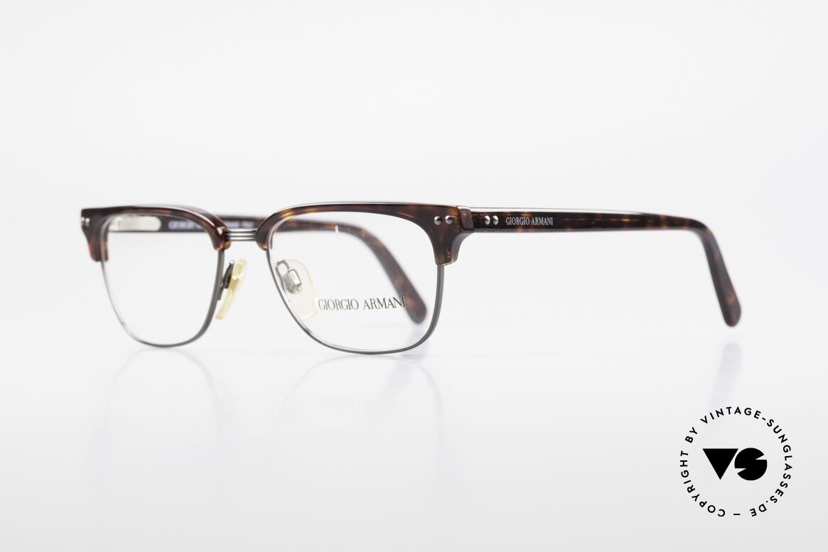 Giorgio Armani 381 Vintage Brille Clubmaster Stil, wahre 'Gentlemen-Brille' mit flexiblen Scharnieren, Passend für Herren