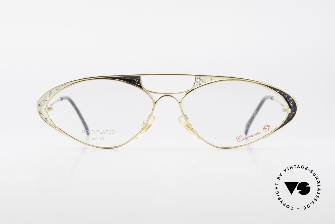 Casanova LC8 80er Vintage Damenbrille 24kt, tolles Zusammenspiel v. Farbe, Form & Funktionalität, Passend für Damen