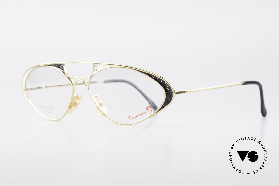 Casanova LC8 80er Vintage Damenbrille 24kt, 24 karat vergoldeter Rahmen mit elegantem Farbmuster, Passend für Damen