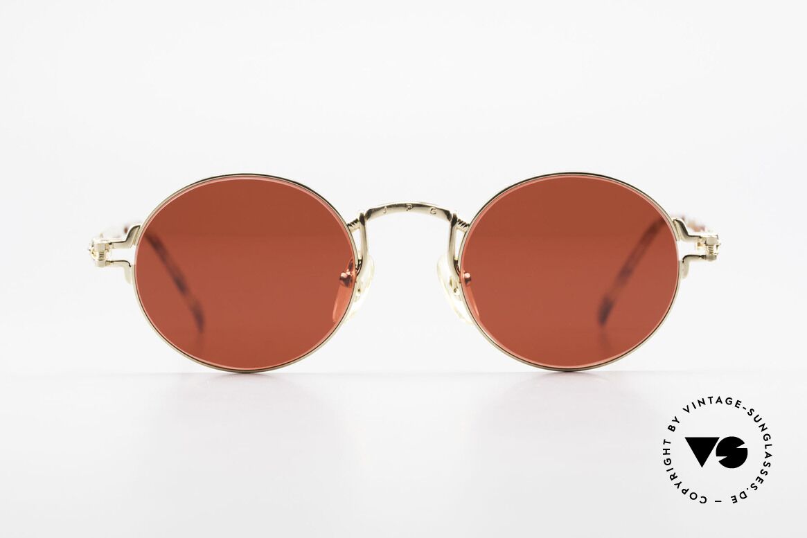 Jean Paul Gaultier 57-3175 Vergoldete Runde 90er Brille, runde Jean Paul Gaultier VINTAGE 90er Sonnenbrille, Passend für Herren und Damen