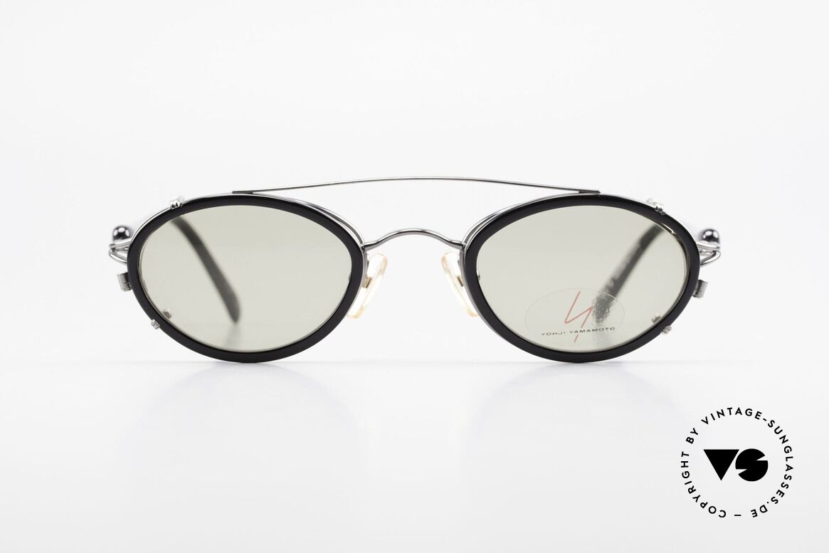 Yohji Yamamoto 51-7210 No Retro Brille Clip-On 90er, Designerbrille mit praktischem Sonnenclip (100% UV), Passend für Herren und Damen