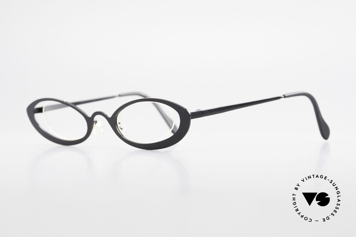 Theo Belgium RaRa Randlose 90er Cateye Brille, Gläser werden u.a. durch einen Nylor-Faden gehalten, Passend für Damen