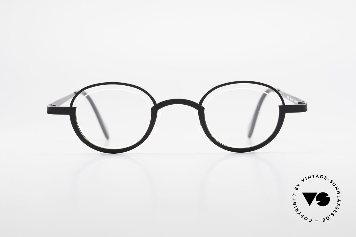 Theo Belgium Dozy Slim Randlose 90er Metall Fassung, grandiose vintage Theo Belgium Brille von ca. 1997, Passend für Herren und Damen