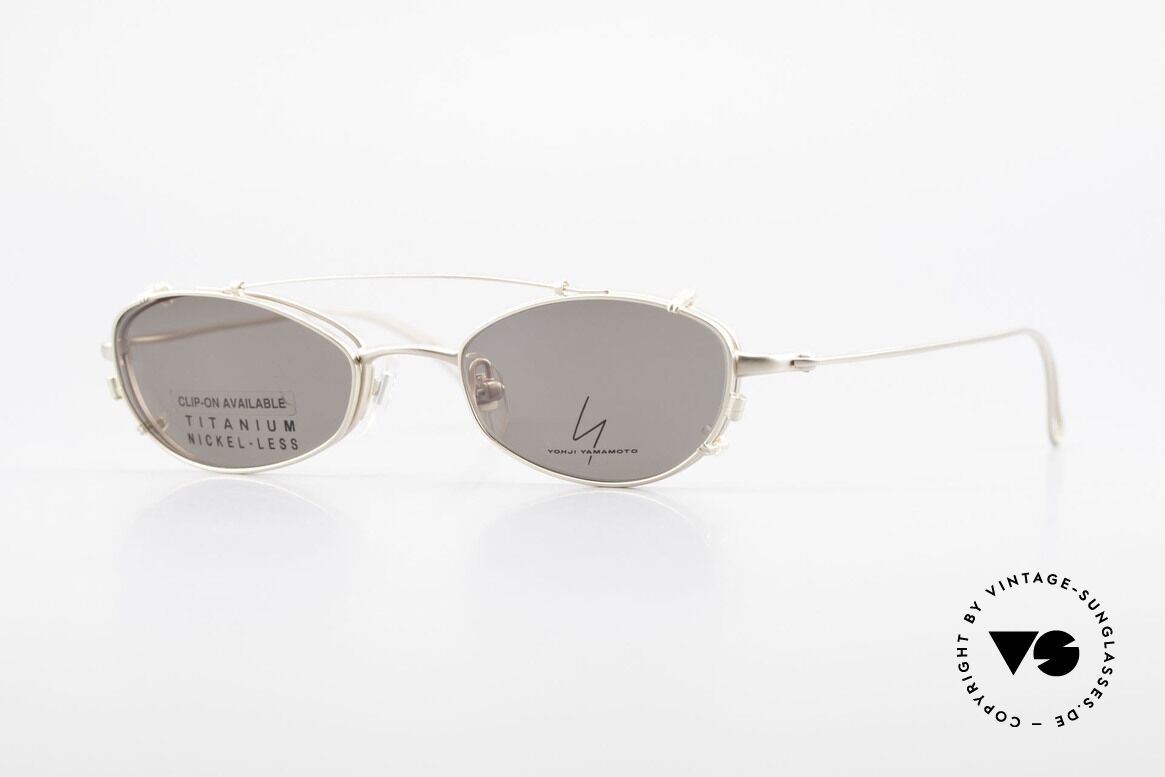 Yohji Yamamoto 52-9011 Clip On Titanium Brille GP, vintage Brille von Yohji Yamamoto mit Sonnen-Clip, Passend für Herren und Damen