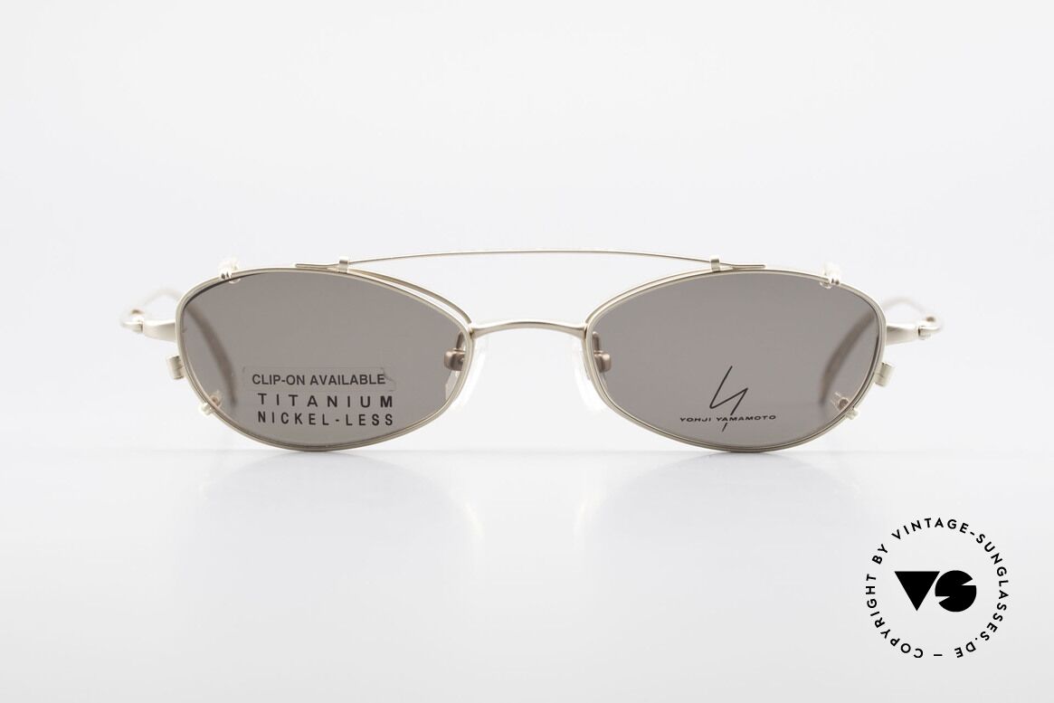 Yohji Yamamoto 52-9011 Clip On Titanium Brille GP, herausragende Qualität aus den 90ern, made in Japan, Passend für Herren und Damen