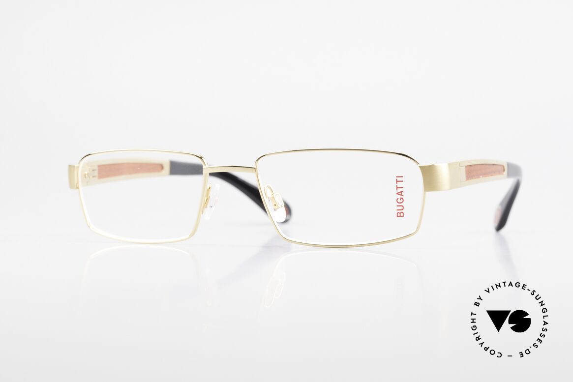 Bugatti 522 Padouk Edelholz Titan Gold, Bugatti LUXUS-Brille 522 in unfassbarer Qualität, Passend für Herren