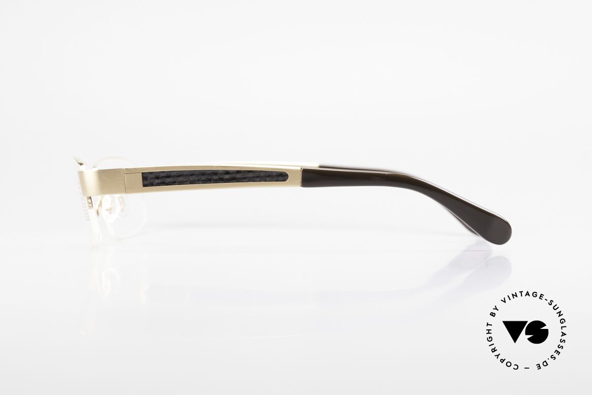 Bugatti 524 Carbon Titanium Gold Brille, flexible Federscharniere für eine optimale Passform, Passend für Herren