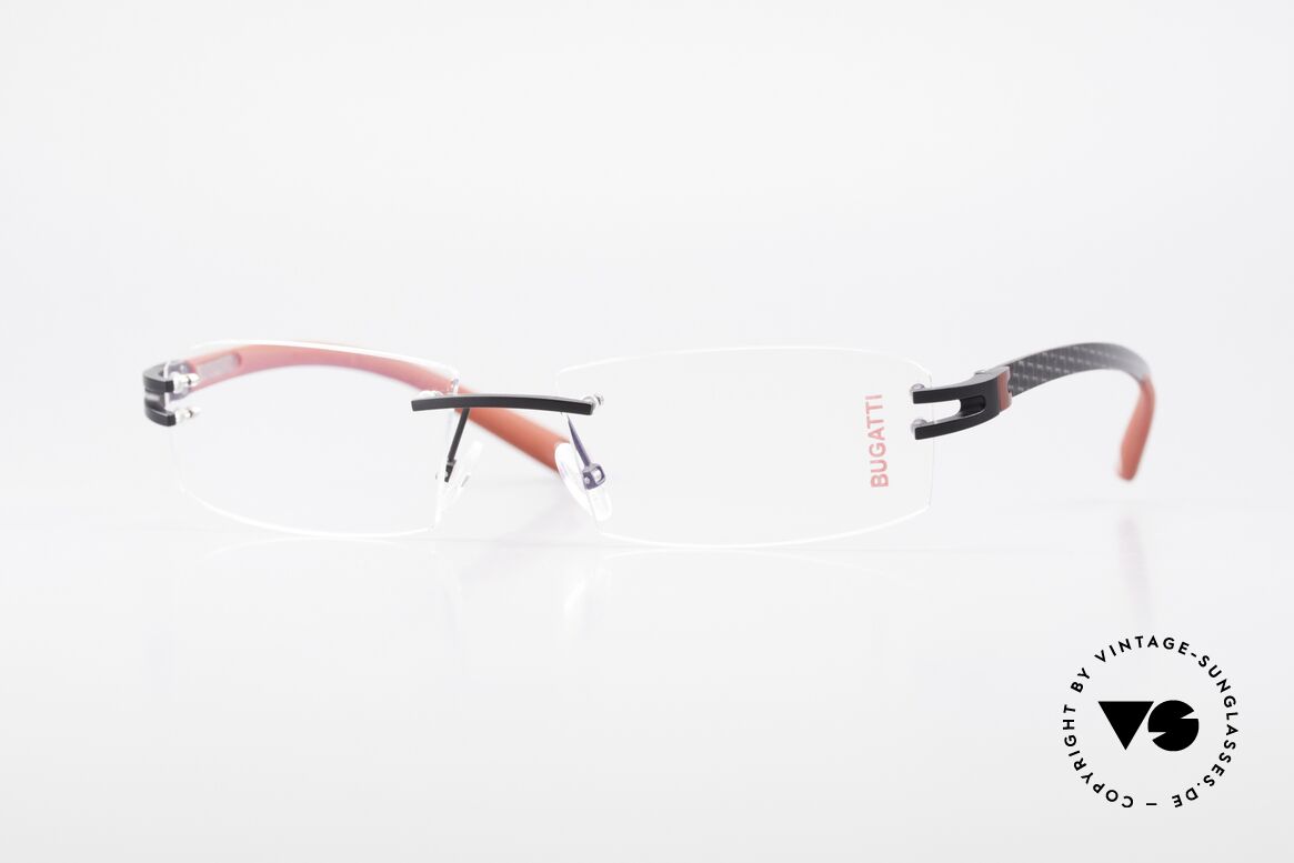 Bugatti 464 Randlose Luxus Brille Carbon, original BUGATTI vintage Luxus-Brillenfassung, Passend für Herren