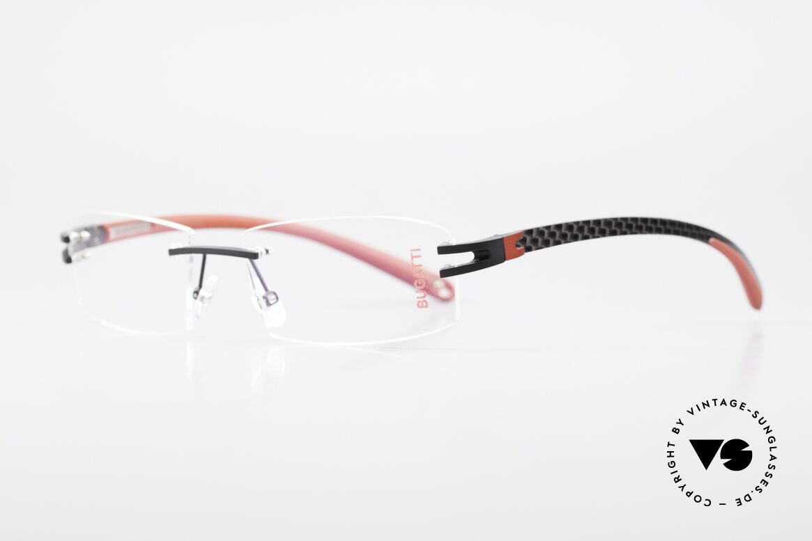 Bugatti 464 Randlose Luxus Brille Carbon, ein edles Bugatti Original aus den späten 90ern, Passend für Herren