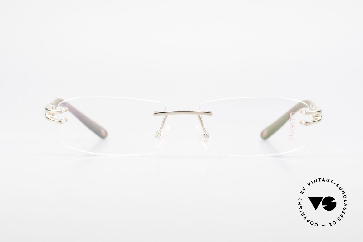 Bugatti 464 Randlose Brille Carbon Gold, randlose, sportliche Form ... männlich, markant, Passend für Herren