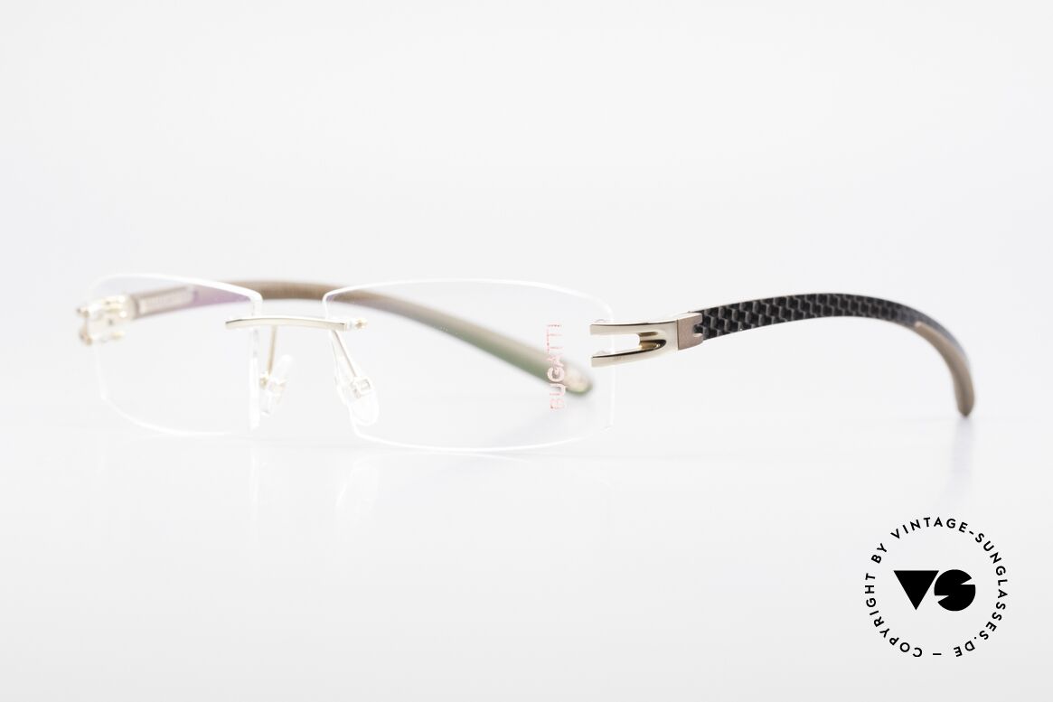 Bugatti 464 Randlose Brille Carbon Gold, ein edles Bugatti Original aus den späten 90ern, Passend für Herren