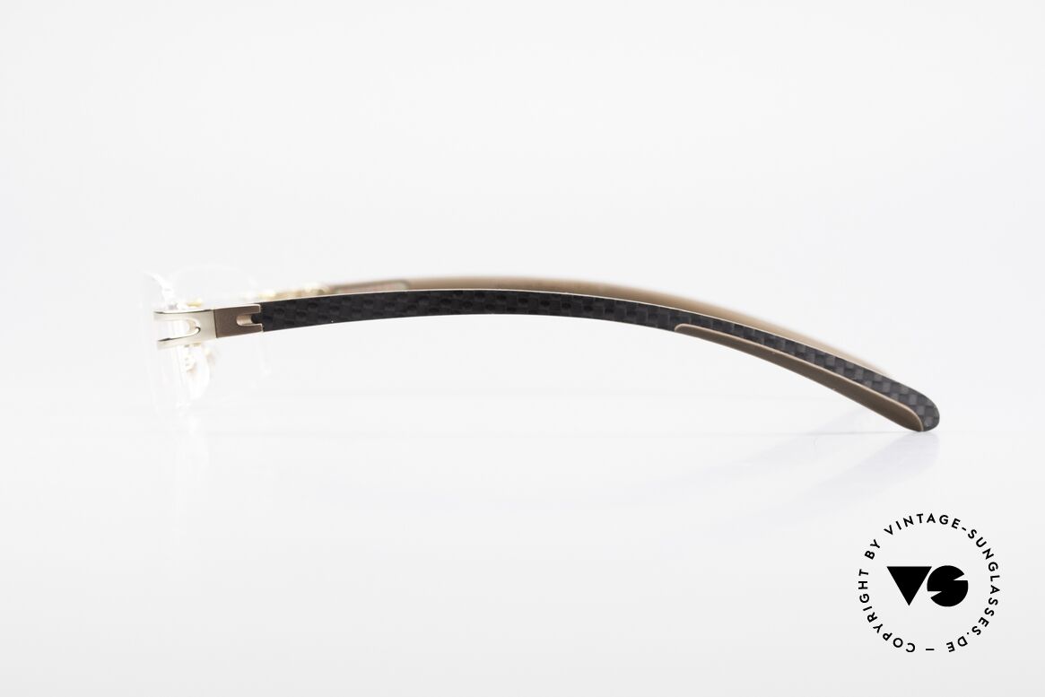 Bugatti 464 Randlose Brille Carbon Gold, Top-Qualität: vergoldet mit Carbon-Komponenten, Passend für Herren