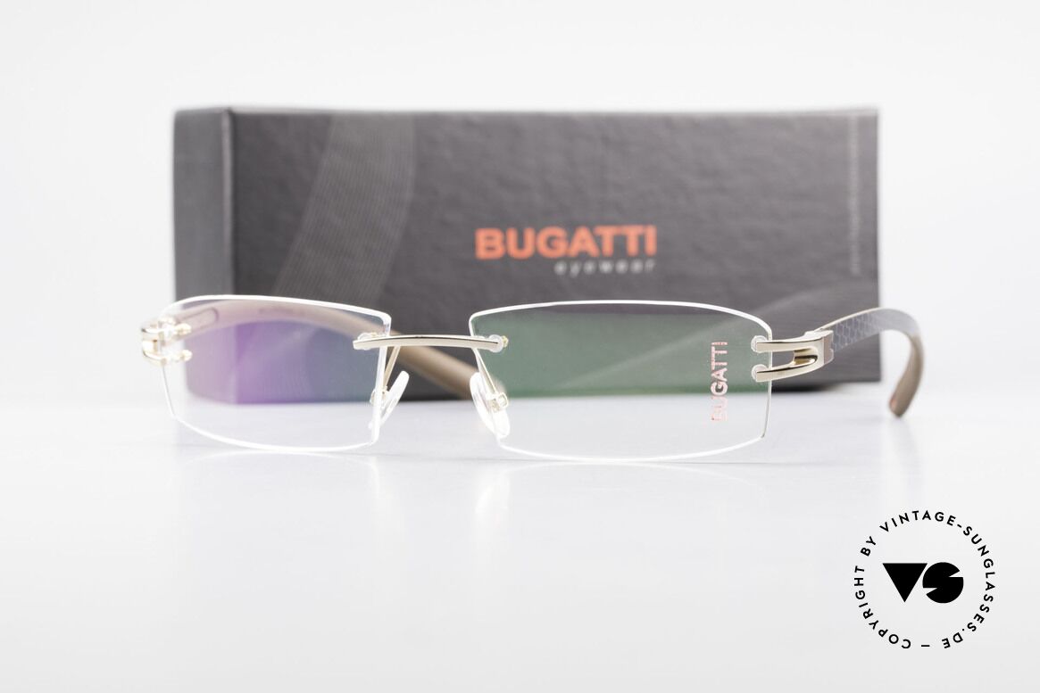 Bugatti 464 Randlose Brille Carbon Gold, Größe: medium, Passend für Herren