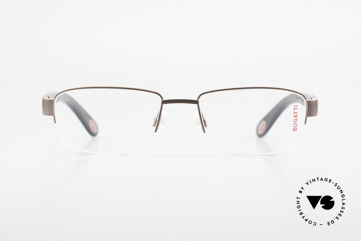 Bugatti 529 XL Ebenholz Titanium Brille, braun satinierte Titanium-Fassung; XL Größe 57/19, Passend für Herren