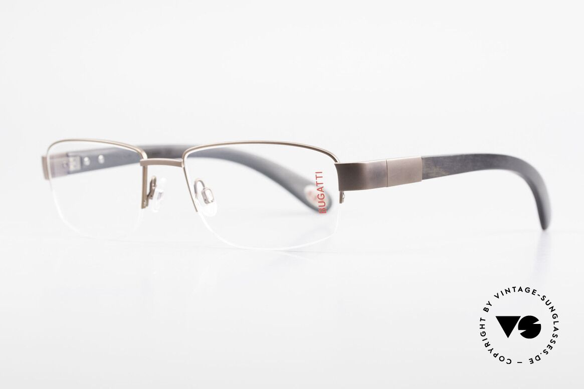 Bugatti 529 XL Ebenholz Titanium Brille, Bügel sind aus echtem afrik. Ebenholz (aus Kamerun), Passend für Herren