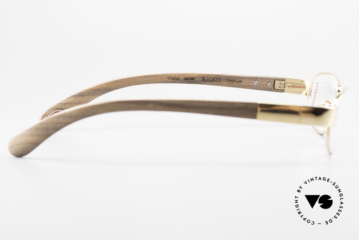 Bugatti 530 Walnuss Titanbrille 22kt Gold, Größe: medium, Passend für Herren