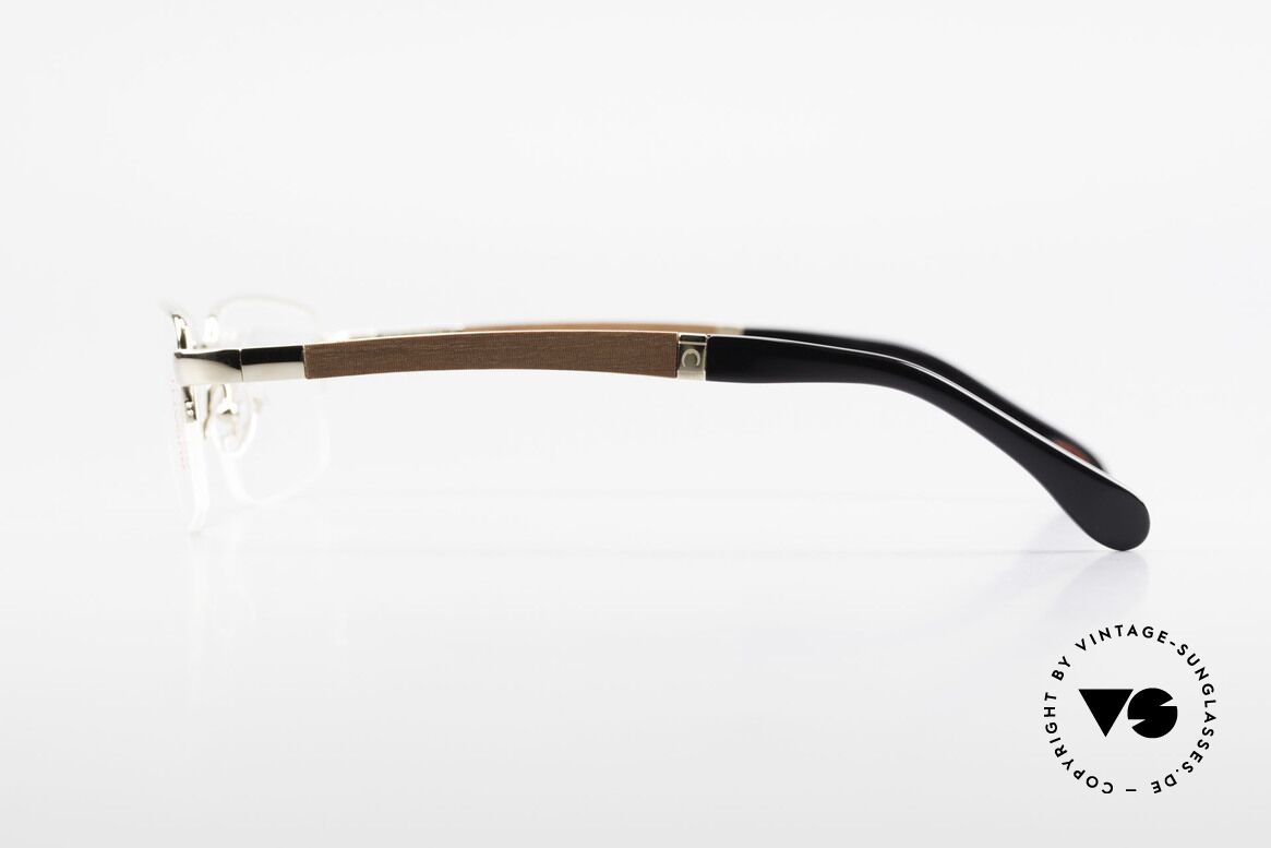 Bugatti 547 Padouk Edelholz Brille Gold L, flexible Federscharniere für eine optimale Passform, Passend für Herren