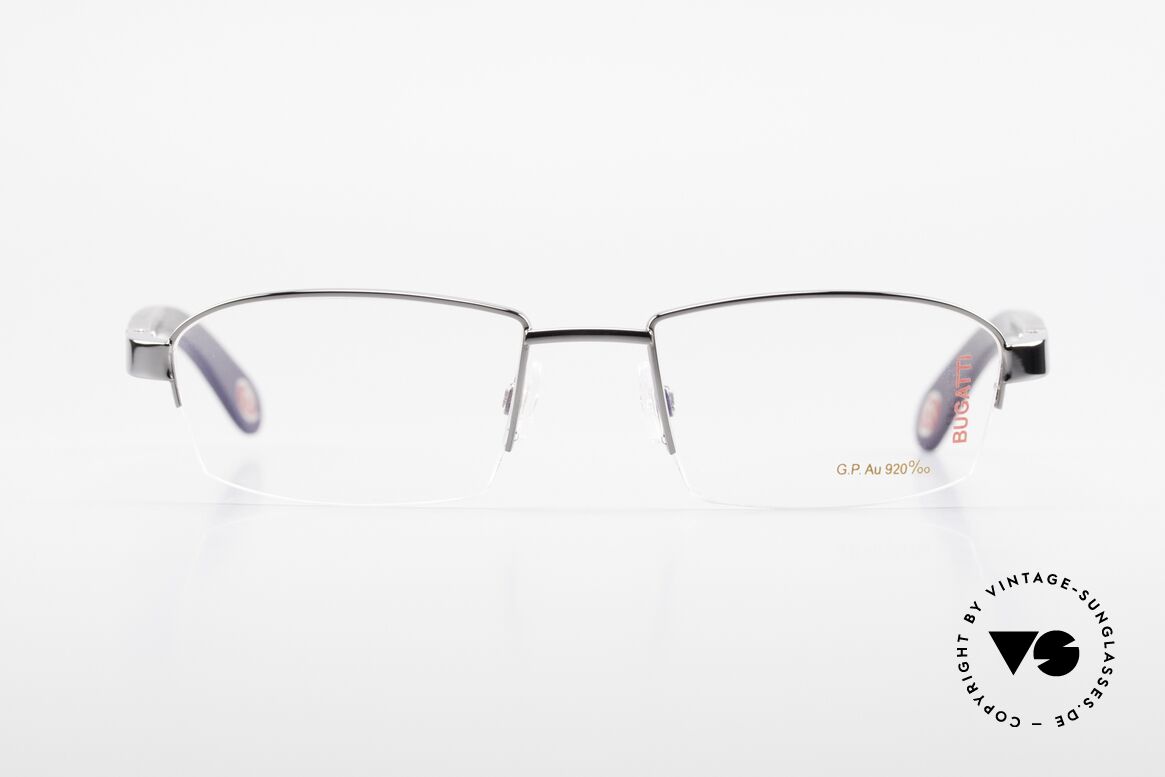 Bugatti 473 Ebenholz Graugold Fassung, teure BUGATTI LUXUS-Brille; unglaublich veredelt!, Passend für Herren