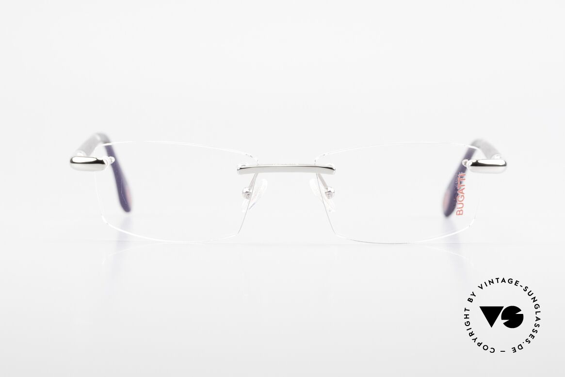 Bugatti 545 Weissgold Echthorn Randlos, randlose Bugatti LUXUS-Brille; HIGH-END Qualität, Passend für Herren