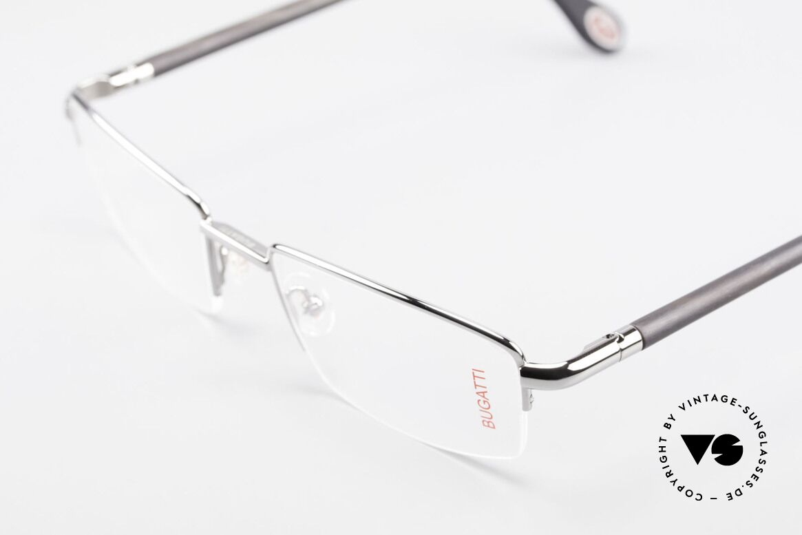 Bugatti 535 Naturhorn Brille Palladium, flexible Federscharniere für eine optimale Passform, Passend für Herren