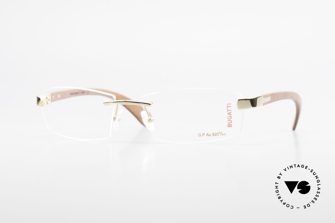 Bugatti 517 Kotibé Tropenholz Gold Brille, randlose Bugatti Luxus-Brille; unglaublich veredelt!, Passend für Herren
