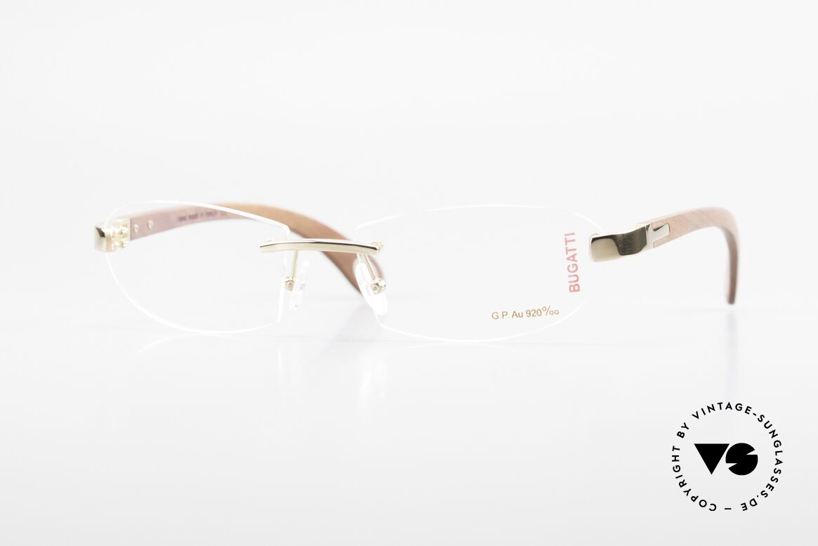 Bugatti 518 Kotibé Edelholz Gold Brille, randlose Bugatti Luxus-Brille; unglaublich veredelt!, Passend für Herren