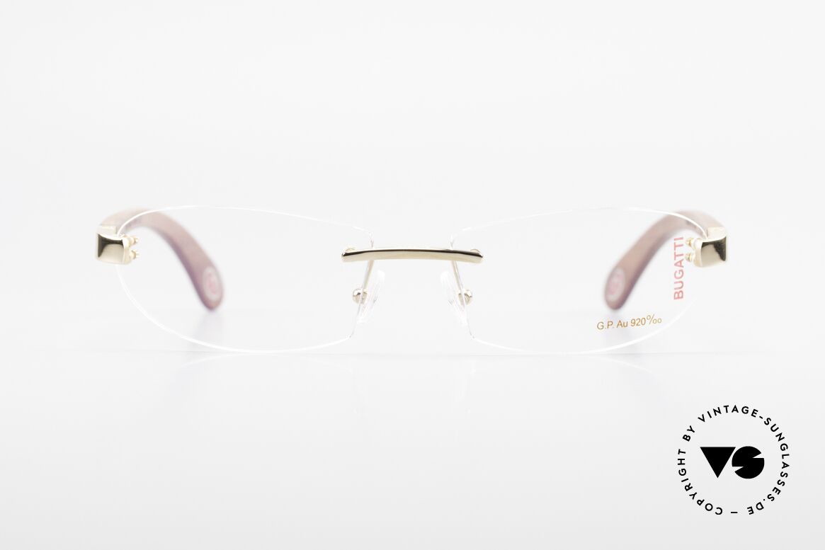 Bugatti 518 Kotibé Edelholz Gold Brille, randlose Bugatti Luxus-Brille; unglaublich veredelt!, Passend für Herren