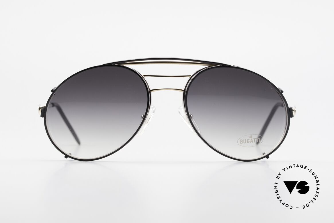 Bugatti 65536 Vintage Brille mit Sonnen Clip, klassische BUGATTI Fassung von circa 1985/86, Passend für Herren