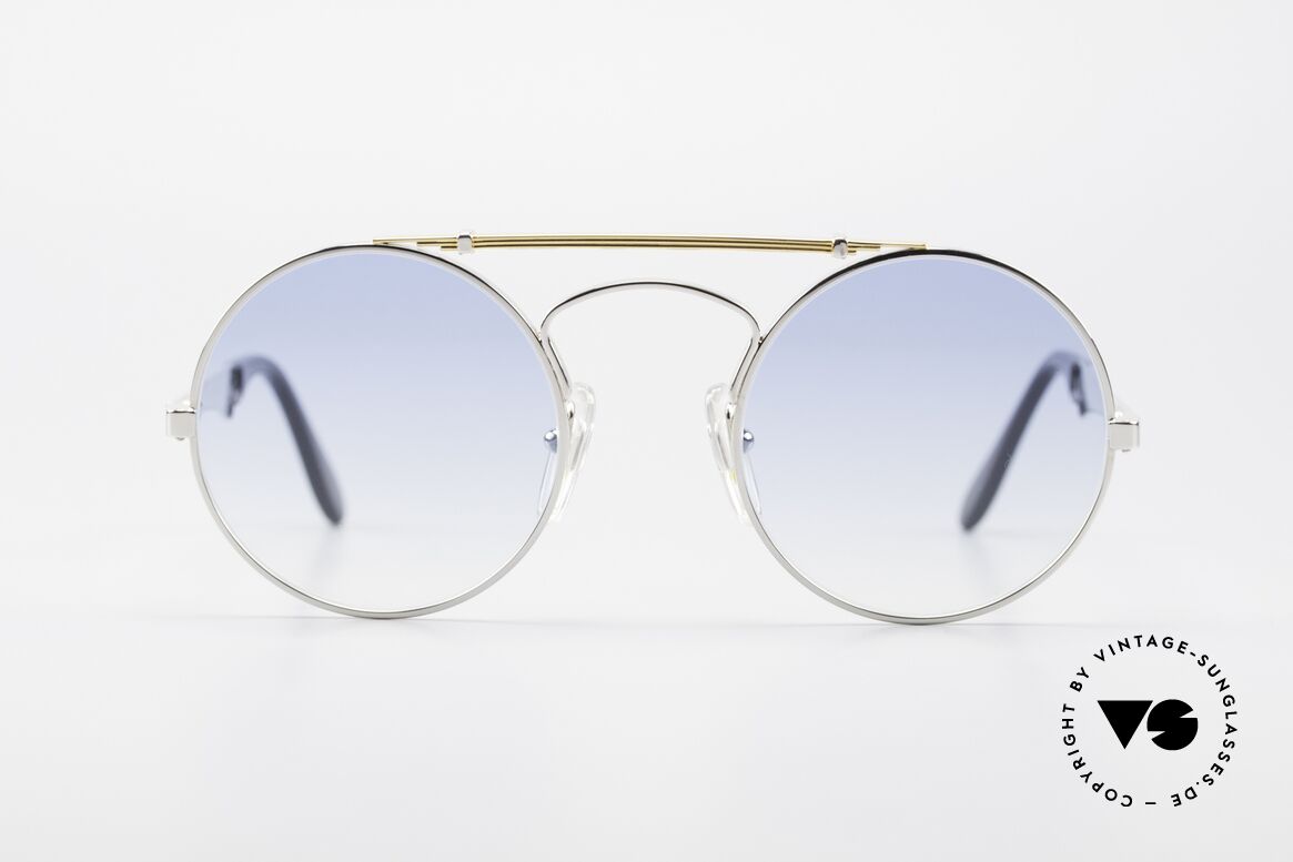 Bugatti 11709 80er Luxus Sonnenbrille Rund, sehr kostbares LUXUSmodell mit Feder-Scharnieren, Passend für Herren