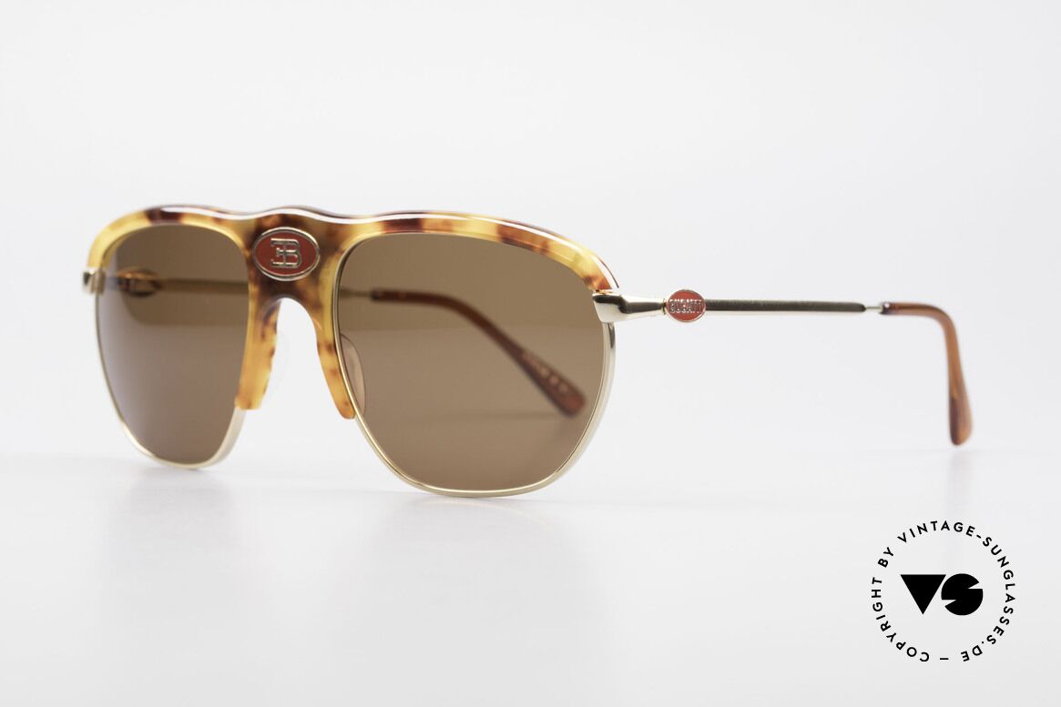 Bugatti 65218 Alte 70er Bugatti Sonnenbrille, Medium Fassung (55mm) mit zentralem Bugatti-Logo, Passend für Herren