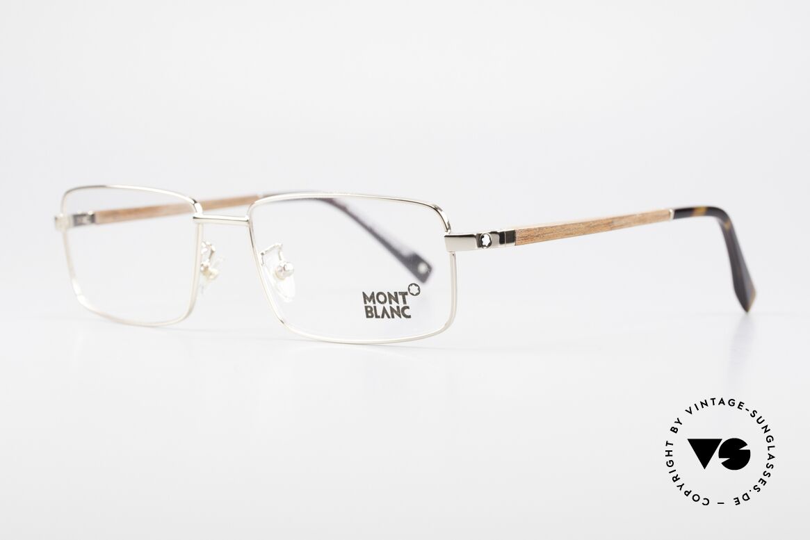 Montblanc MB389 Vergoldete Herren Holzbrille, vergoldete Fassung mit Holzbügeln (20 Gramm leicht), Passend für Herren