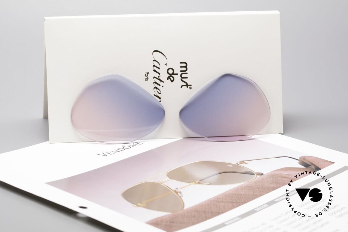 Cartier Vendome Lenses - M Sonnenglas Blau Pink Verlauf, origineller Farbverlauf von (Baby)-Himmelblau zu Pink, Passend für Herren