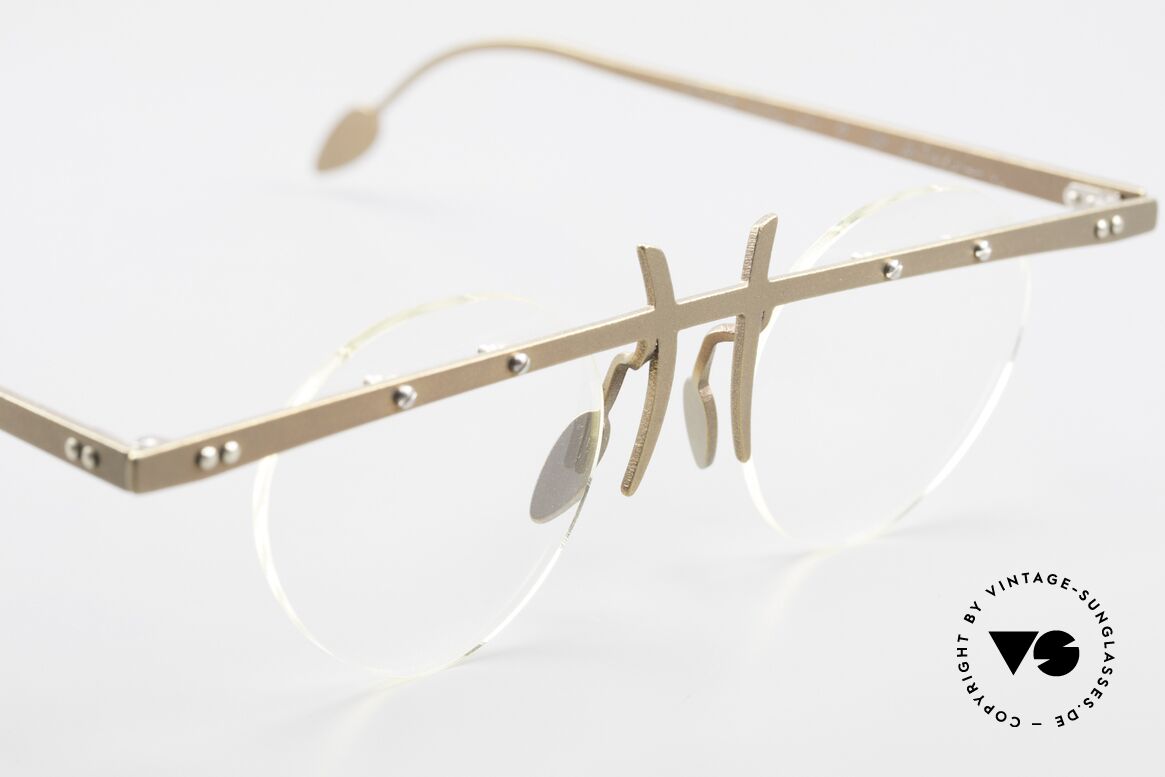 Theo Belgium Tita VI 9 Vintage Brille 90er Titanium, die Gläser sind mit Schrauben am Titan-Rahmen fixiert, Passend für Herren und Damen