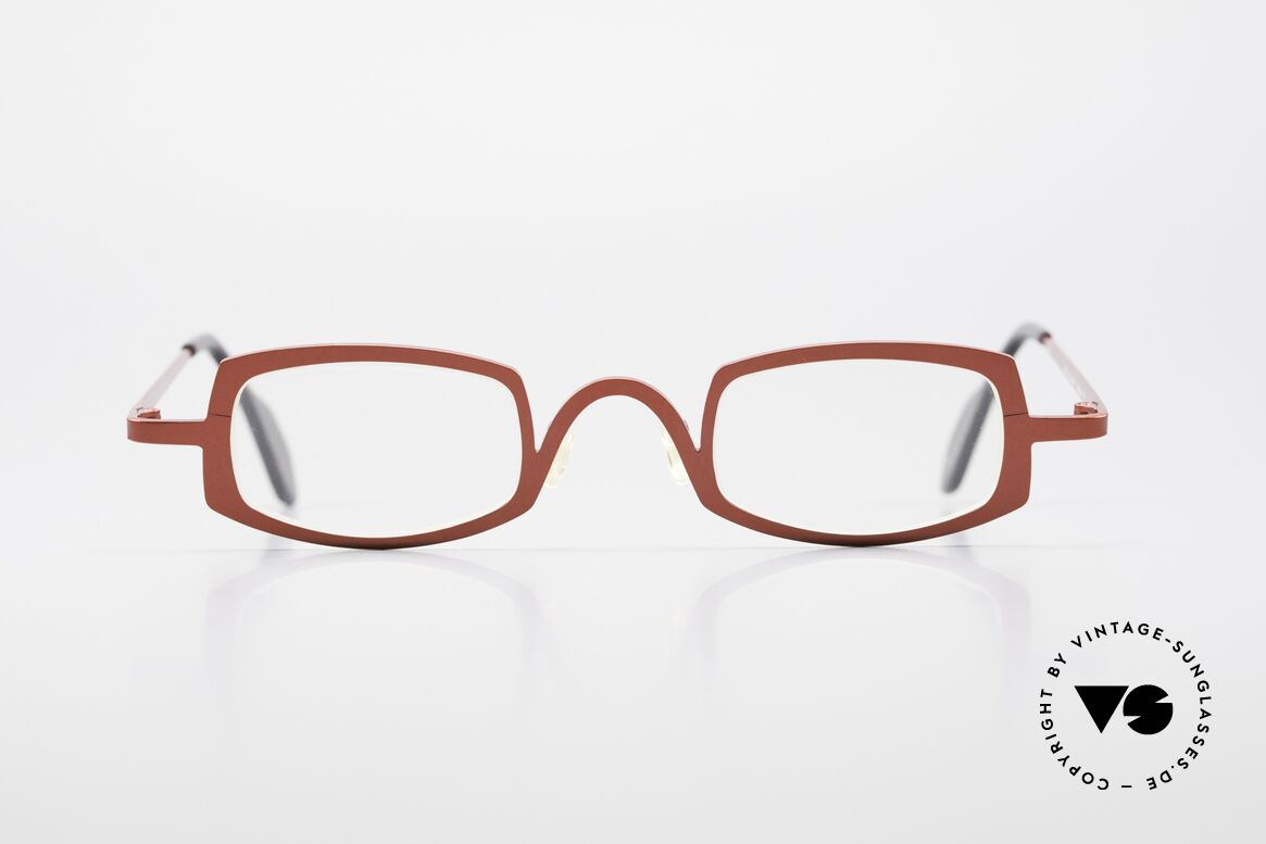 Theo Belgium Rectangle Rote Vintage Brille Damen, THEO Belgium Brille, Damen-Modell in rot-metallic!, Passend für Damen