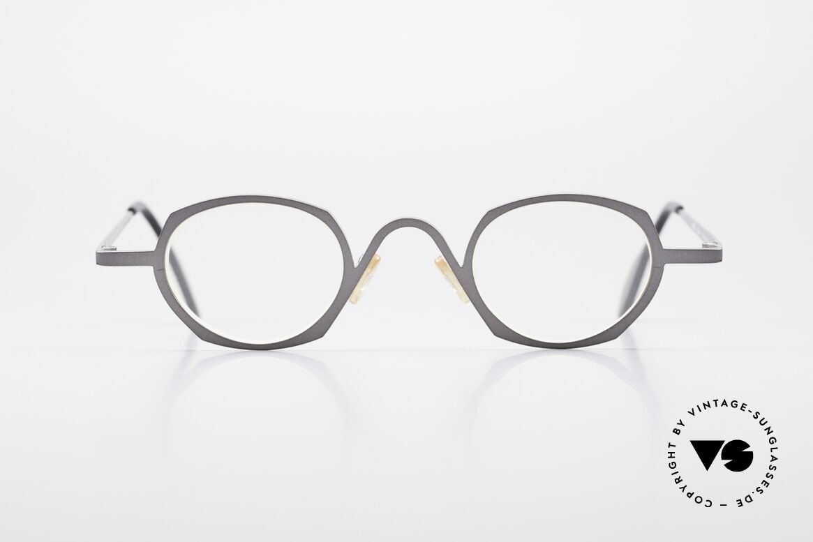 Theo Belgium Flower Runde Vintage Designerbrille, THEO Belgium Brille, Unisex-Modell; grau-metallic!, Passend für Herren und Damen
