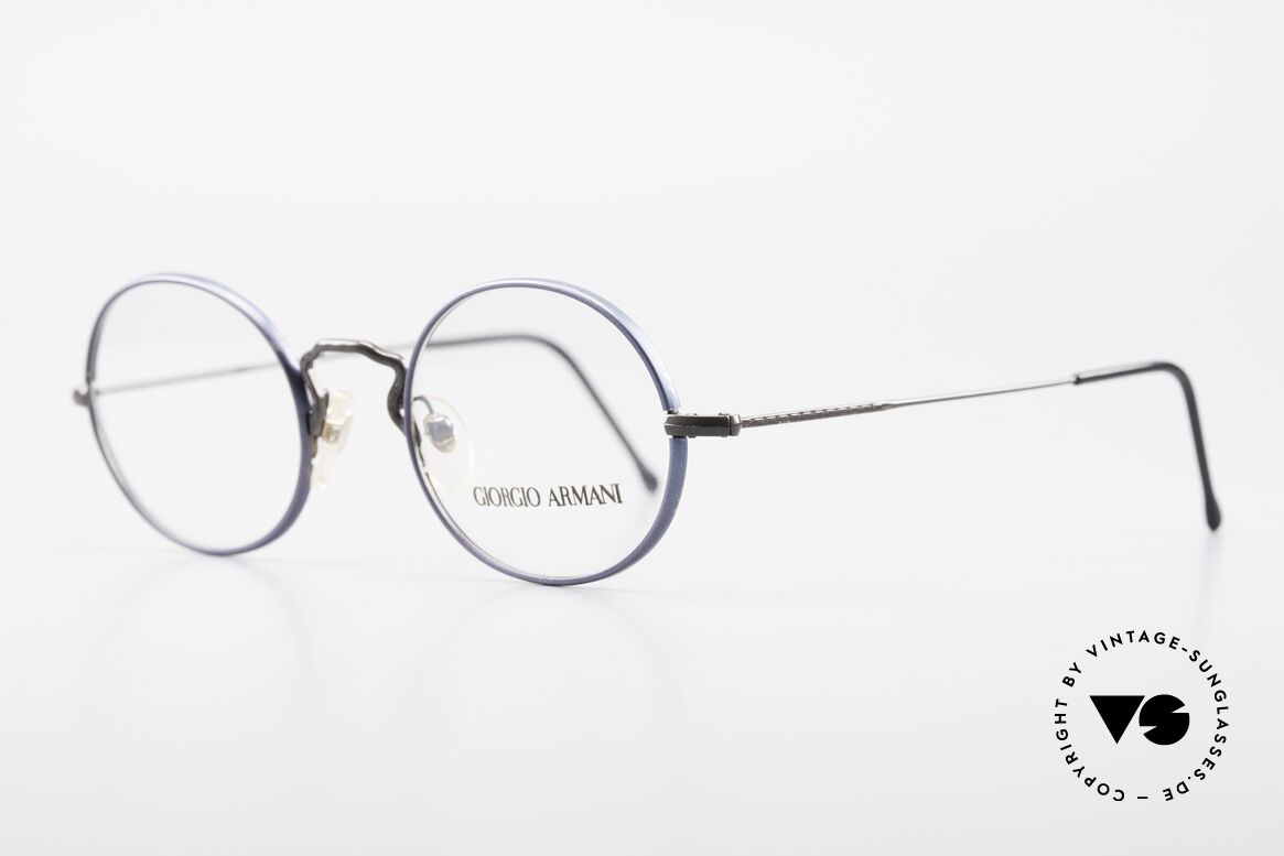 Giorgio Armani 247 No Retro Brille Oval Vintage, Rahmen in anthrazit und mit dunkelblauen-Ringen, Passend für Herren und Damen