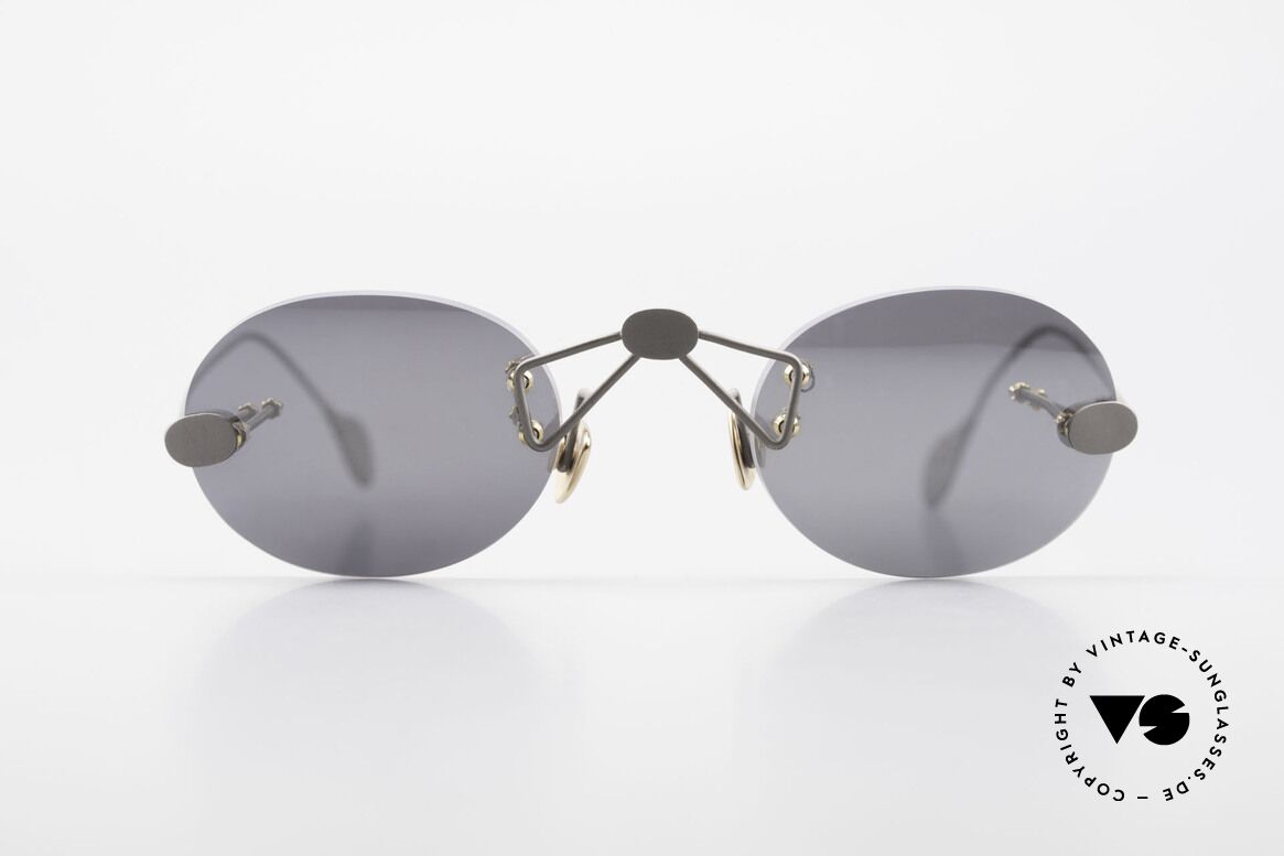 Paul Chiol 01 Kleine Randlose Sonnenbrille, vintage Paul Chiol Designer-Sonnenbrille der 90er, Passend für Herren und Damen
