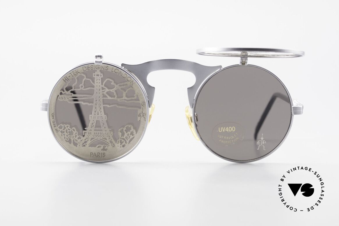 Hi Tek Paris Mit Blenden Zum Hochklappen, Hi-Tek Sonnenbrille Modell Paris von 1992, Steampunk, Passend für Herren und Damen